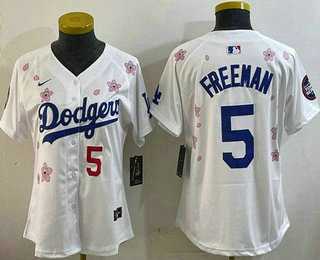 Womens Los Angeles Dodgers #5 Freddie Freeman White 2025 Tokyo Series Limited Jersey->mlb womens jerseys->MLB Jersey
